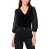 Vince Camuto Womens Rhinestone Velvet Blouse In Black