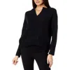 Vince Camuto Womens Ribbed Split Neck V-neck Sweater In Black