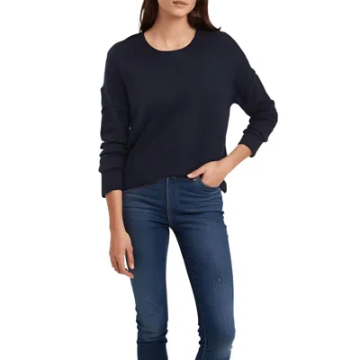 Vince Camuto Womens Ribbed Trim Acrylic Crewneck Sweater In Blue