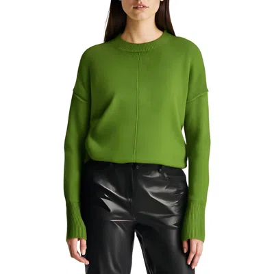 Vince Camuto Womens Ribbed Trim Acrylic Crewneck Sweater In Green