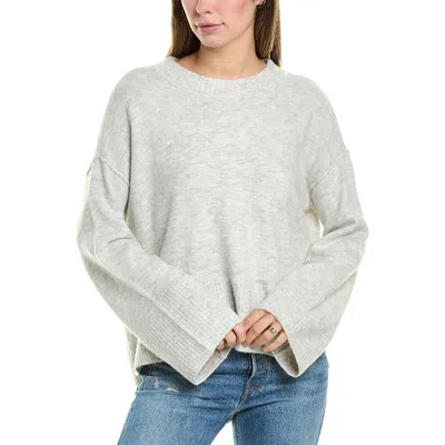 Vince Camuto Womens Ribbed Trim Knit Crewneck Sweater In Silver