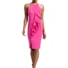 Vince Camuto Womens Ruffled Crepe Bodycon Dress