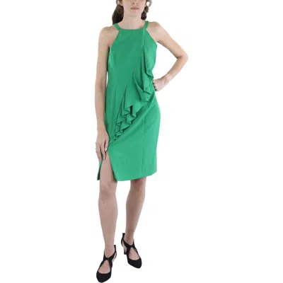 Vince Camuto Womens Ruffled Crepe Bodycon Dress In Green