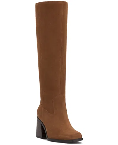 Vince Camuto Womens's Sangeti Snip-toe Block-heel Narrow-calf Knee-high Boots
