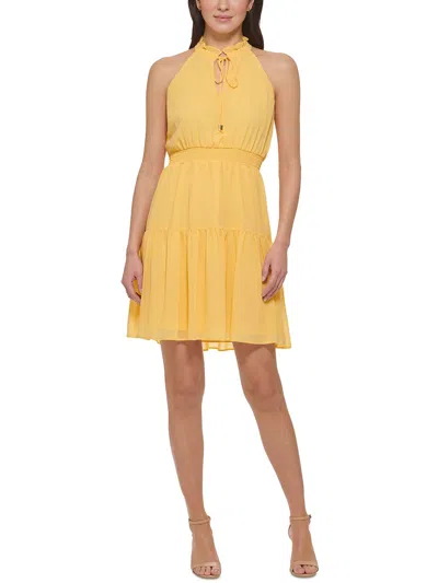 Vince Camuto Womens Scuba Mini Halter Dress In Yellow