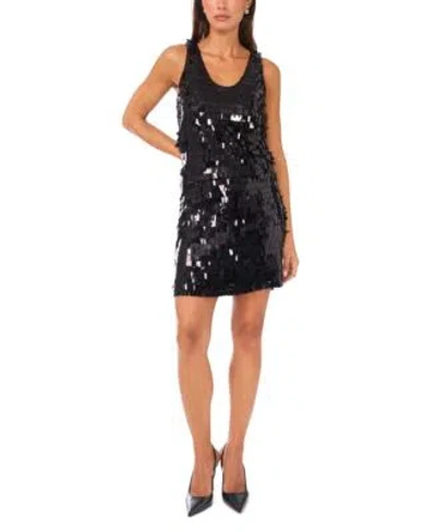 Vince Camuto Womens Sequin A Line Mini Skirt V Neck Boxy Tank Top In Black