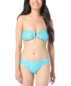 Vince Camuto Womens Sequin Zebra Print Bandeau Bikini Top Sequin Zebra Print Hipster Bikini Bottoms In Oasis