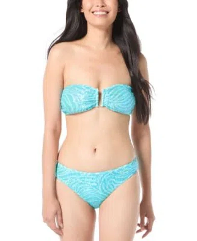 Vince Camuto Womens Sequin Zebra Print Bandeau Bikini Top Sequin Zebra Print Hipster Bikini Bottoms In Oasis