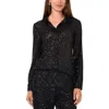 Vince Camuto Womens Metallic Nylon Wrap Top In Black