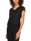 VINCE CAMUTO WOMENS SEQUINED CAP SLEEVE BLOUSE