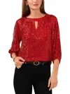Vince Camuto Sequin Keyhole Neck Blouse In Multi