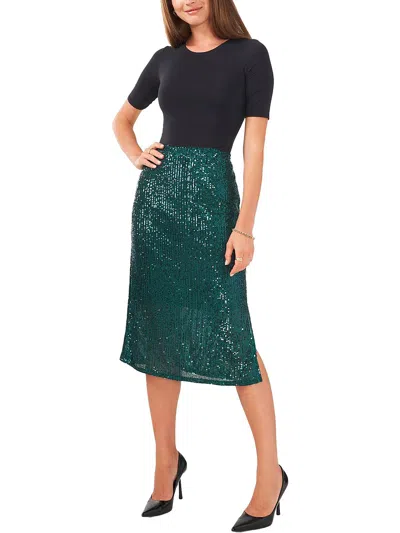 Vince Camuto Womens Sequined Knee Midi Skirt In Gold