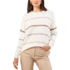 Vince Camuto Sequin Stripe Sweater In Beige