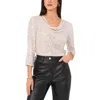 Vince Camuto Metallic Ruffle Cuff Velvet Top In Silver