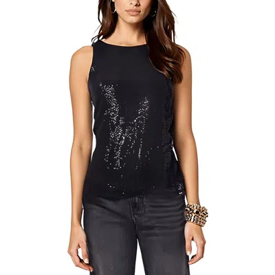 Vince Camuto Womens Sequined Nylon Tank Top In Black