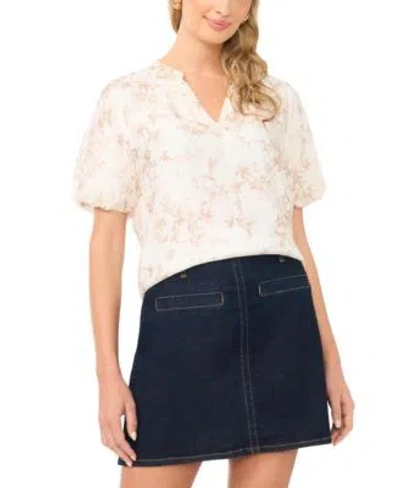 Vince Camuto Womens Short Sleeve Top In Neutral