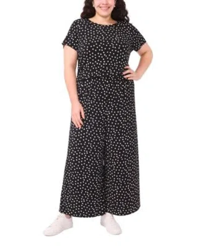 Vince Camuto Womens Short Sleeve With Back Keyhole Pull On Wide Leg Pant In Black