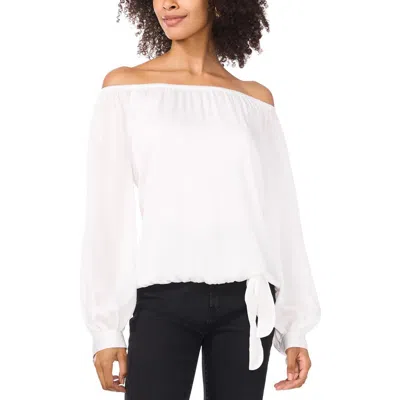Vince Camuto Womens Side Tie Polyester Off The Shoulder In New Ivory