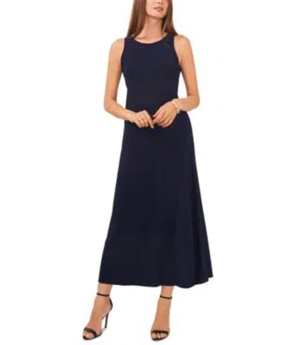 Vince Camuto Womens Sleeveless Keyhole Back Crewneck Maxi Dress In Blue
