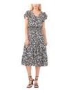 VINCE CAMUTO WOMENS SMOCKED MIDI FIT & FLARE DRESS