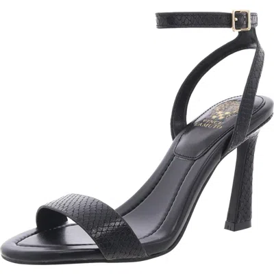 Vince Camuto Womens Snake Print Leather Ankle Strap In Black
