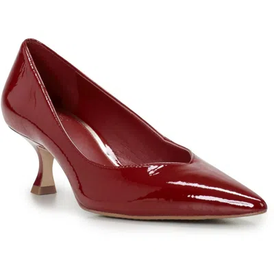 Vince Camuto Womens Solid Faux Leather Kitten Heels In Flame Leather