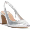 Vince Camuto Womens Solid Man Made Slingback Heels In Silver