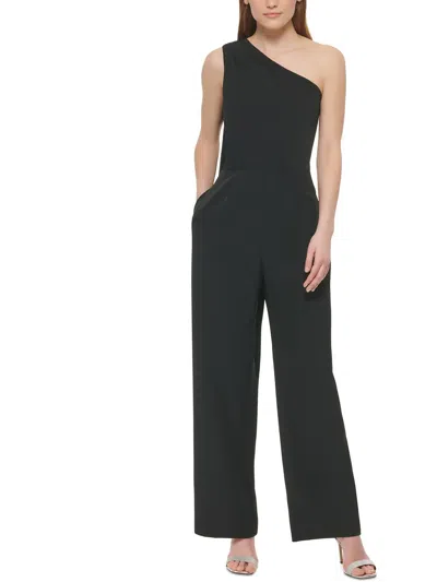 Vince Camuto Womens Solid One-shoulder Jumpsuit In Black