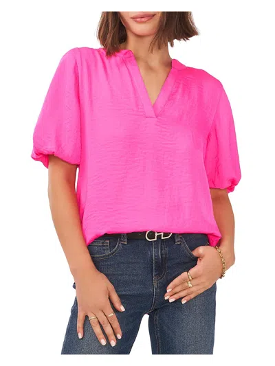 Vince Camuto Womens Solid Satin Blouse In Pink