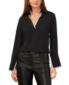 Vince Camuto Womens Split Neck Contrast Trim Tunic Top Xxs 3x In Black