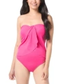 Vince Camuto Womens Strapless Draped Tankini Top Bottoms In Black