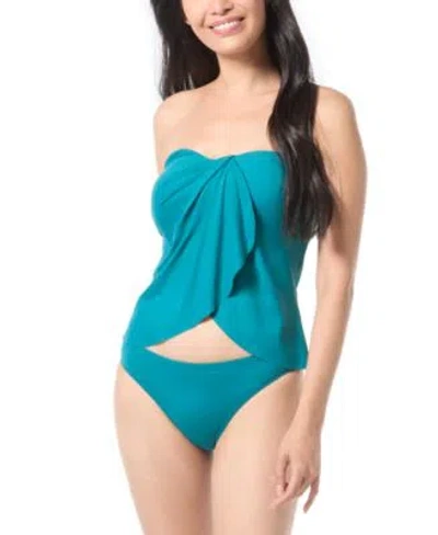 Vince Camuto Womens Strapless Draped Tankini Top Bottoms In Cocoa