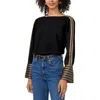 Vince Camuto Stripe Accent Boat Neck Top In Black