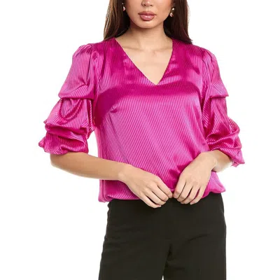 Vince Camuto Womens Striped Polyester Blouse In Purple