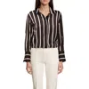 Vince Camuto Womens Striped Polyester Button-down Top In Black