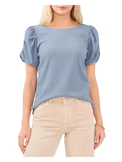 Vince Camuto Womens Textured Polyester Blouse In Blue