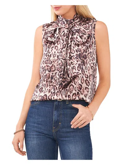 Vince Camuto Womens Tie Neck Animal Print Blouse In Multi