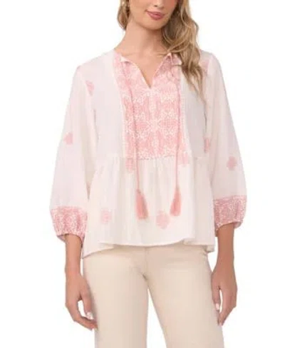 Vince Camuto Womens Tie Neck Peasant Blouse In Pink