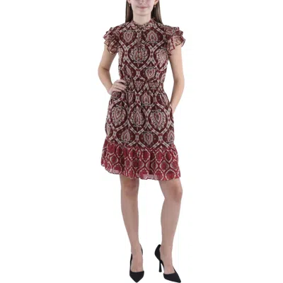 Vince Camuto Womens Tie Neck Short Mini Dress In Brown
