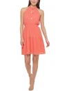 Vince Camuto Womens Tiered Mini Halter Dress In Multi
