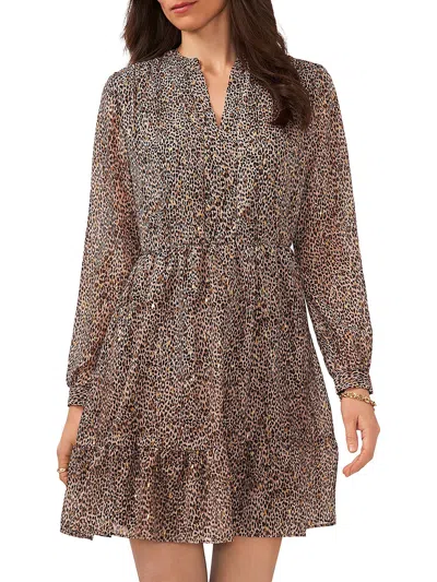 Vince Camuto Womens Tiered Pleated Mini Dress In Multi