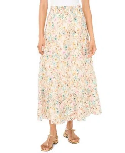 Vince Camuto Womens Tiered Smocked Waist Maxi Skirt In Multi