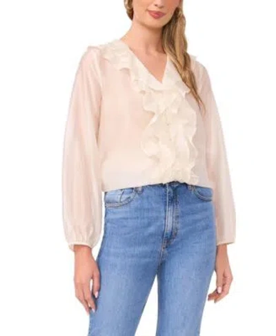 Vince Camuto Womens V Neck Blouse In Neutral