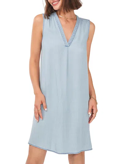Vince Camuto Womens V Neck Mini Shift Dress In Multi