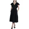 Vince Camuto Flutter Sleeve Cotton Midi Dress In Black