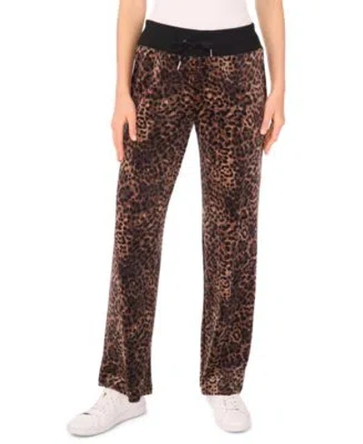 VINCE CAMUTO WOMENS VELOUR ANIMAL PRINT DRAWSTRING WAIST STRAIGHT LEG PANTS XS 3X