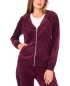 Vince Camuto Womens Velour Sequin Zip Front Hoodie Jacket Xs 3x In Brown
