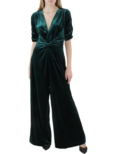 Vince Camuto Womens Velvet Knot Front Jumpsuit In Green