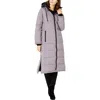 Vince Camuto Womens Water Resistant Long Puffer Coat In Gray
