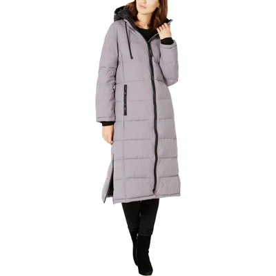 Vince Camuto Womens Water Resistant Long Puffer Coat In Gray